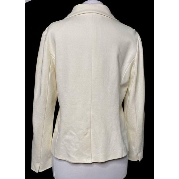 Chico's Winter White Zip Front Knit Jacket Sz Medium Lined Color Blocked - Picture 4 of 6